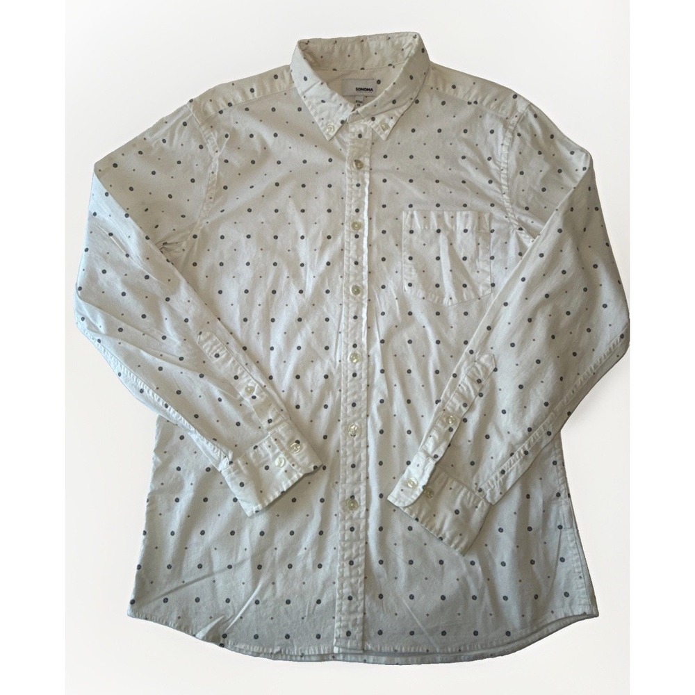 Sonoma Goods For Life Mens Patterned Long Sleeve Button Up Shirt Medium M